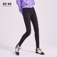 SP68 百搭高腰弹力牛仔裤2021春秋季新款女士小个子显瘦黑色裤子