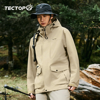 探拓（TECTOP）冲锋衣防寒防风户外登山滑雪服2412167CF沙卡其L