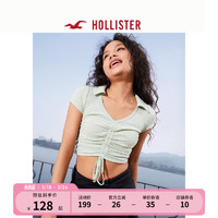 HOLLISTER 24春夏辣妹罗纹束紧修身Polo衫短袖 女 358222-1 薄荷绿 M (165/92A)