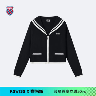 盖世威（K·SWISS）女外套 24夏季 休闲舒适透气针织外套 199916 008正黑色 XL