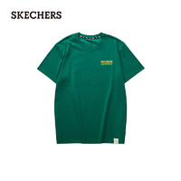 SKECHERS 斯凯奇 男女同款舒适T恤L224U060 常绿色/001Z XL