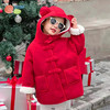 Bornbay 贝贝怡 外套女童加绒新年拜年服小童国潮连帽外衣加绒保暖儿童上衣童装 红色 120cm(身高110-120CM)