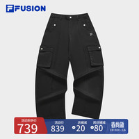 FILA FUSION斐乐潮牌梭织长裤女2024夏季新款时尚休闲直筒工装裤