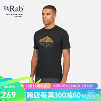 Rab春夏男士修身短袖户外休闲运动速干排汗舒适T恤短袖男 QBL-72 黑灰色 XL