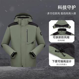 探路者（TOREAD）三合一冲锋衣户外保暖防风保暖套绒登山服防泼水户外外套 军绿黑色 S