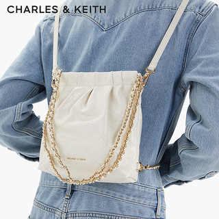 CHARLES & KEITH CHARLES&KEITH24春季迷你流浪包单肩斜挎包包女包双肩包女士CK2-60782390 Cream奶白色 S