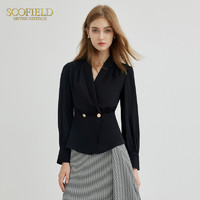 SCOFIELD !Scofield女装西装领垂感褶皱衬衫气质衬衣2023秋季新