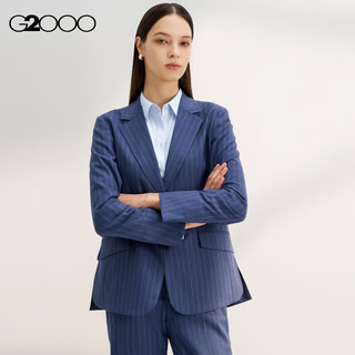 G2000【舒适弹性】G2000女装SS24商场柔软印花里布条纹正装西服 弹力-灰蓝色合身26寸 34