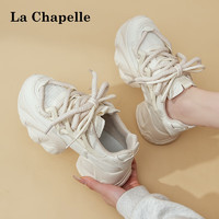 拉夏贝尔女鞋运动鞋老爹鞋四季可穿春季户外跑鞋厚底增高运动鞋子女 LA-7822米色 38