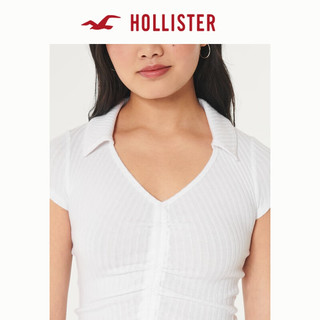 HOLLISTER24春夏辣妹罗纹束紧修身Polo衫短袖 女 358222-1 白色 L (165/100A)