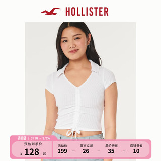 HOLLISTER24春夏辣妹罗纹束紧修身Polo衫短袖 女 358222-1 白色 XS (160/84A)