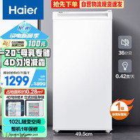 Haier 海尔 冷家用立式冰柜 母乳冷冻柜抽屉式冷柜囤货小冰柜家用小型冰箱 BD-102DMY