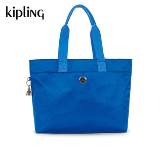 Kipling女款轻便帆布包2024春季手提包单肩包托特包COLISSA 色丁蓝