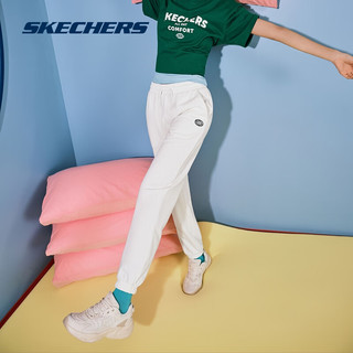 斯凯奇（Skechers）裤子男女同款2024春季休闲裤运动户外宽松黑色长裤L224M067 女款-棉花糖白/0074 S