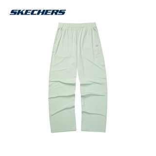 斯凯奇（Skechers）裤子女2024年春垂感速干凉感防晒针织裤休闲直筒裤L224W069 百合绿/0215 L