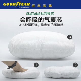 固特异（Goodyear）两用汽车头枕车载迈巴赫头枕奔驰汽车护颈枕 【Sorona棉芯】黑色气囊枕一对