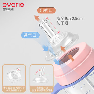 爱得利（evorie）奶瓶 Tritan奶瓶6个月以上婴儿奶瓶带手柄重力球防漏耐摔吸管奶瓶 童趣蓝 300ml 12月+ （吸嘴）