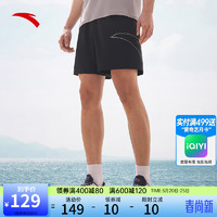 ANTA 安踏 男士运动短裤2024夏季宽松舒适梭织运动裤短款跑步裤 基础黑-1 XL(男180)