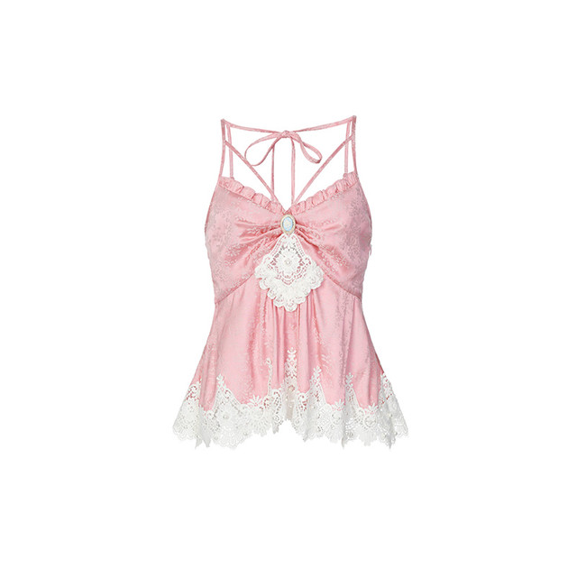 Le Fame 拉飞姆 缎面提花吊带上衣 LF24X00SV301