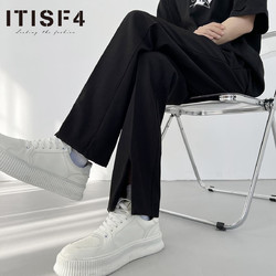 ITISF4 艾夫斯 开叉西裤男士设计感直筒西装裤小众休闲西裤ins韩版潮流裤子