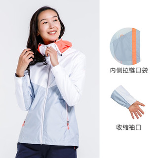 迪卡侬（DECATHLON）防风衣女保暖夹克防风外套户外服装秋帆船冲锋衣女 SAILING100 【女】灰色拼色(偏大一码) L