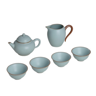 青澹整套茶具套装套组陶瓷茶具全手工天青色福寿安康套组 福寿安康 6件