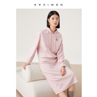 KAXIWEN 佧茜文 休闲套装女冬季连帽卫衣简约高腰休闲半身裙子女