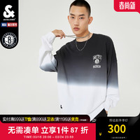 杰克琼斯 杰克·琼斯（JACK&JONES）春夏纯棉圆领撞色胶印渐变长袖运动卫衣男士衣服222433163 010黑 165/88A/XS