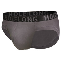 Holelong 活力龙 男士莫代尔u凸囊袋三角内裤男人透气舒适短裤衩防勒腿设计（1层、L、花灰色SM012）