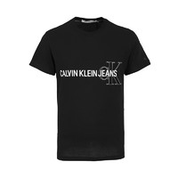 卡尔文·克莱恩 Calvin Klein 男士圆领夏季轻薄t恤字母ck短袖 黑色