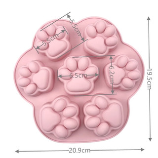 宅居姐妹猫爪模具硅胶宠物爪子米糕钵仔糕布丁慕斯辅食甜品小蛋糕烘焙用品 7连4D萌猫爪（3大掌+4中掌）
