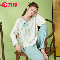 FENTENG 芬腾 睡衣女士纯棉国风花卉圆领盘扣套头家居服套装Q9FX25790761