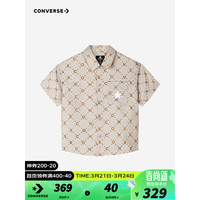 Converse匡威儿童装男童短袖上衣2024夏季女童印花衬衫CNVN-WT-F957 燕麦色 160/76