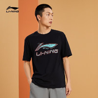 LI-NING 李宁 t恤男士运动休闲白色黑色短袖2024新款速干夏季修身百搭宽松