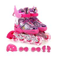 Hello Kitty 溜冰鞋儿童滑冰轮滑鞋全闪套装3-12岁女初学者可调码数