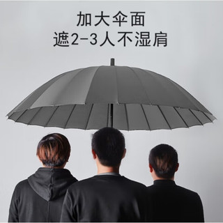 惠寻 京东自有品牌 24骨雨伞 加大加固商务长柄伞防风伞男女通用雨伞 黑色