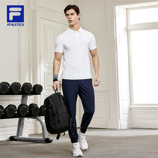 FILA 斐乐男子针织短袖POLO衫2024夏运动凉感速干衣 星光白-WT 190/112B/XXXXL