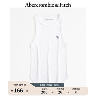 ABERCROMBIE & FITCH女装 24春夏U型领罗纹纯色百搭内搭背心 358094-1 白色 M (165/96A)