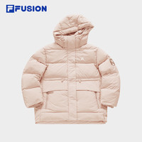 FILA FUSION 斐乐潮牌中长款羽绒服女冬时尚宽松连帽外套