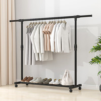 三颗小苗简易晾衣架落地折叠卧室单杆室内晾衣杆挂衣架阳台晒衣服架子家用 可加长伸缩-150CM