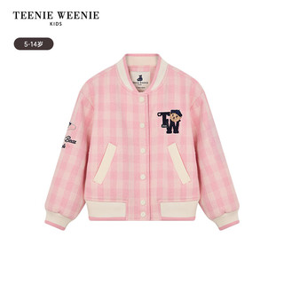 Teenie Weenie Kids小熊童装24春季女童可爱格纹棒球服外套 粉色 130cm