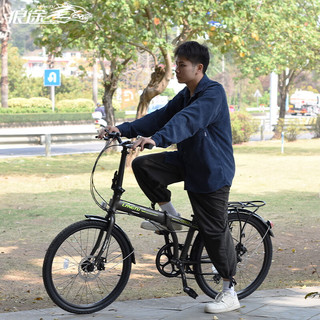 狼途（Langtu） 24寸铝合金折叠自行车超轻便携男女成人7变速碟刹免安装KW027PRO 亮黑 7速