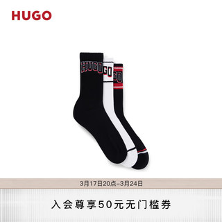 HUGO男士2024夏季品牌标识装饰棉质混纺短袜三双装 960 EU:39-42