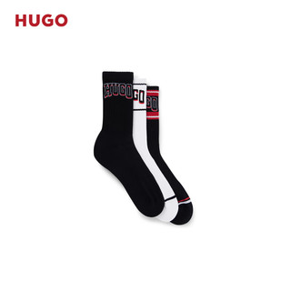 HUGO男士2024夏季品牌标识装饰棉质混纺短袜三双装 960 EU:39-42