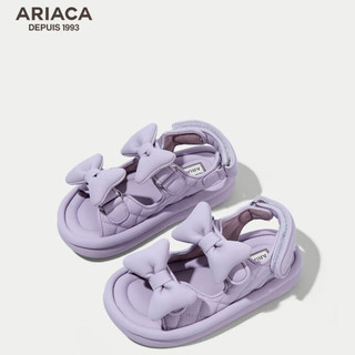 Ariaca艾芮苏女童凉鞋2024夏季小女孩蝴蝶结公主鞋露趾儿童鞋 紫色 26码 脚长15.3-15.9