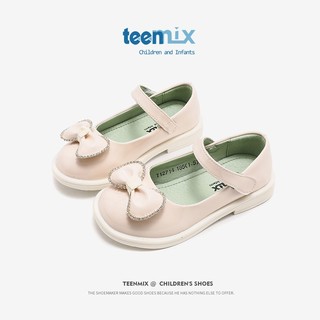 TEENMIX 天美意 女童皮鞋秋季蝴蝶结演出单鞋 白色 26（适合脚长158mm）