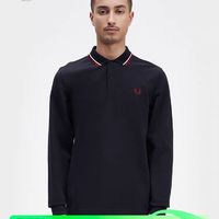 FRED PERRY M3636 男士撞色条纹翻领长袖polo衫