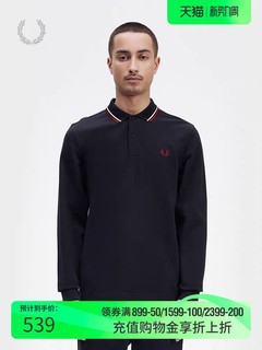 FRED PERRY M3636 男士撞色条纹翻领长袖polo衫