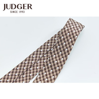 庄吉（Judger）春季格纹波点领带男士休闲商务桑蚕丝 8CM职业真丝领带 卡其色 大头宽8厘米