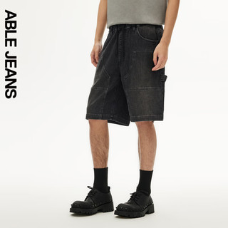 ABLE JEANS24夏叛逆摇滚吸湿功能性牛仔工装运动休闲短裤男士 陨石灰 XS